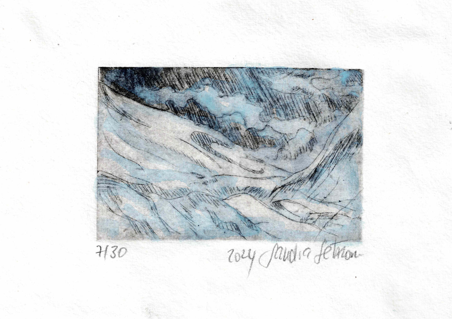 Svalbard Wildlife Etching Print Series - Glacier Valley